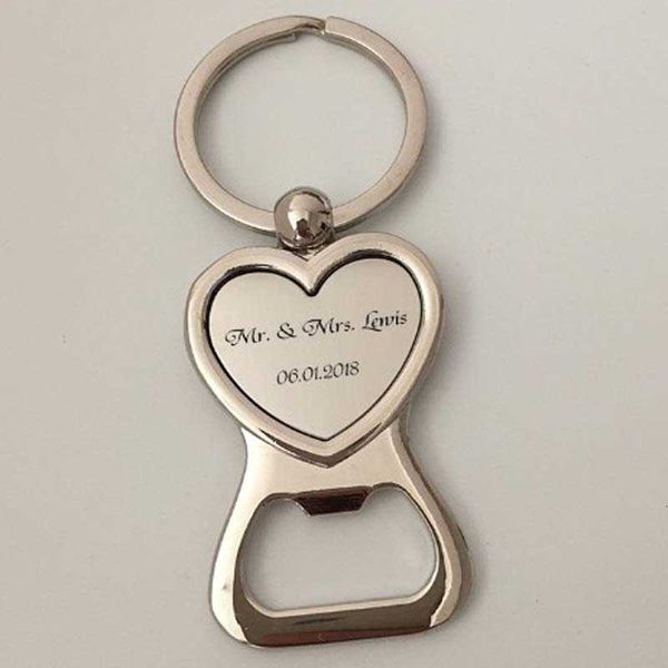 100Pcs Personalized Wedding Gifts For Guests Heart Bottle Wine Opener-Keychain Wedding Favor Birthday Party Souvenir Custom Logo SH190923
