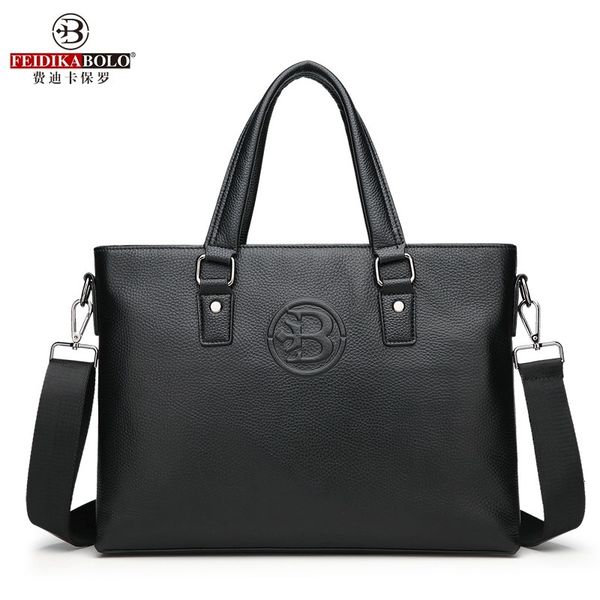 Briefcase Leather Business Head Men&#039;s Bag Crazy Horse Skin 15 Inch Laptop