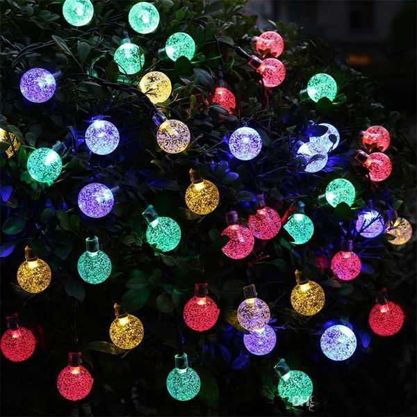 Solar Powered LED String Lights 30 Bulbs Waterproof Crystal Ball Christmas light Camping Outdoor Lighting Garden Holiday Party Lamp 8 Modes
