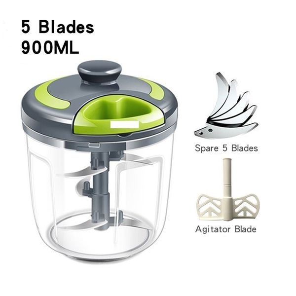 Manual Meat Grinder 500-900ML Hand Mixer Chop Fruit Vegetable Wist Shredder Household Hand-pulled Vegetable Cutter For Home 210706