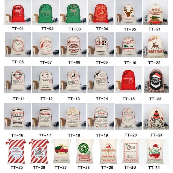 Christmas Decorations New Canvas Christmas Santa Sacks Christmas Gift Mailing Bag Children Candy Bags 50x70cm Fast Ship
