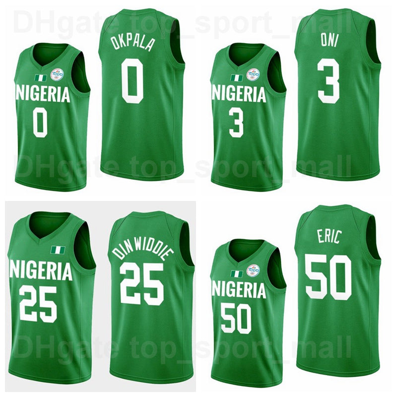 2021 National Basketball 25 Spencer Dinwiddie Jersey 3 Miye Oni 55 Precious Achiuwa 0 KZ Okpala 50 Michael Eric 33 Nwora 7 Al-Farouq Aminu Team Gree