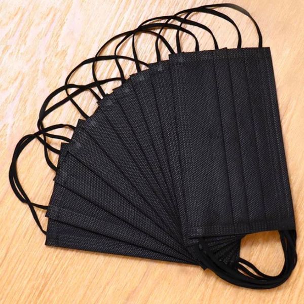 Wholesale Black Disposable Face Masks 3-layer Protection Mask with Earloop Mouth Face Sanitary Outdoor Masks