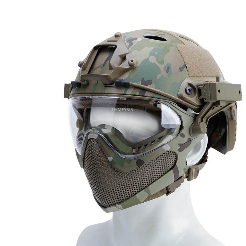 Cycling Helmets Full Covered Military Helmet Army Tactical Combat Protective Mask Outdoor Shooting CS Wargame Paintball