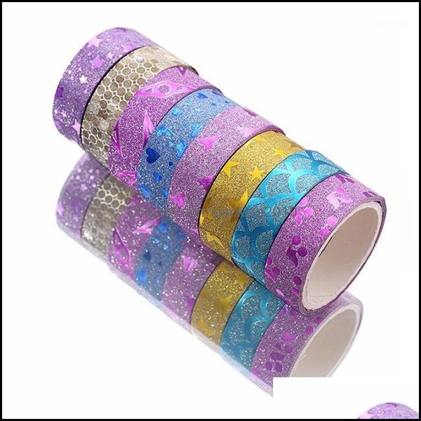 Gift Wrap Event Festive Party Home & Garden10Pcs Mtifunction Decor Crafts Diary Label School Supplies Glitter Sticky Paper Masking Tapes Was