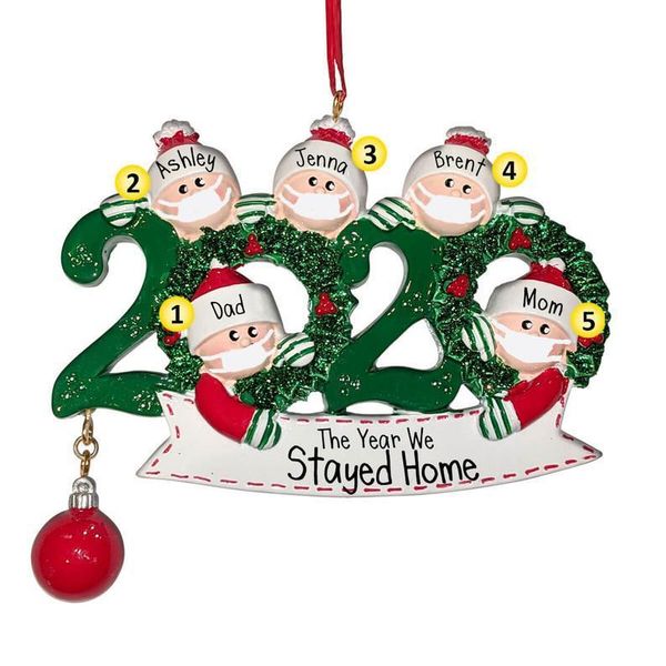 Quarantine DHL Sale Fast Delivery DIY 2020 Hot Christmas Decoration Gift Personalized Family Of 4 Ornament Pandemic with Face MaskDIY