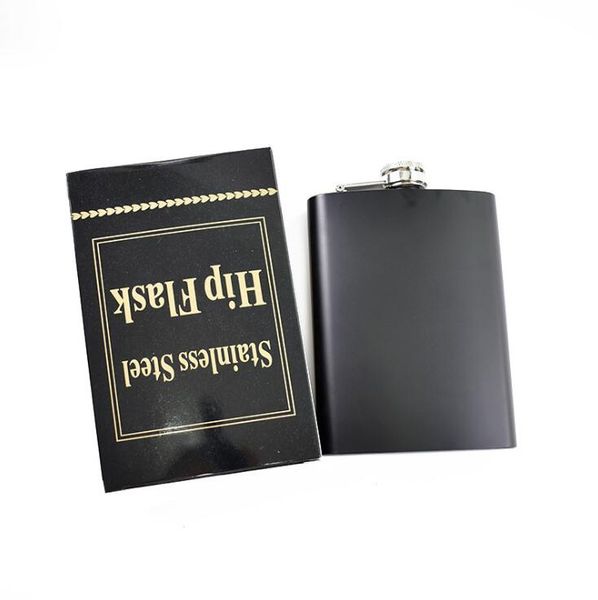 100pcs Matt black 6oz 8oz Liquor Hip Flask Screw Caps Stainless steel wine pot Russian portable laser welding Personalized logo