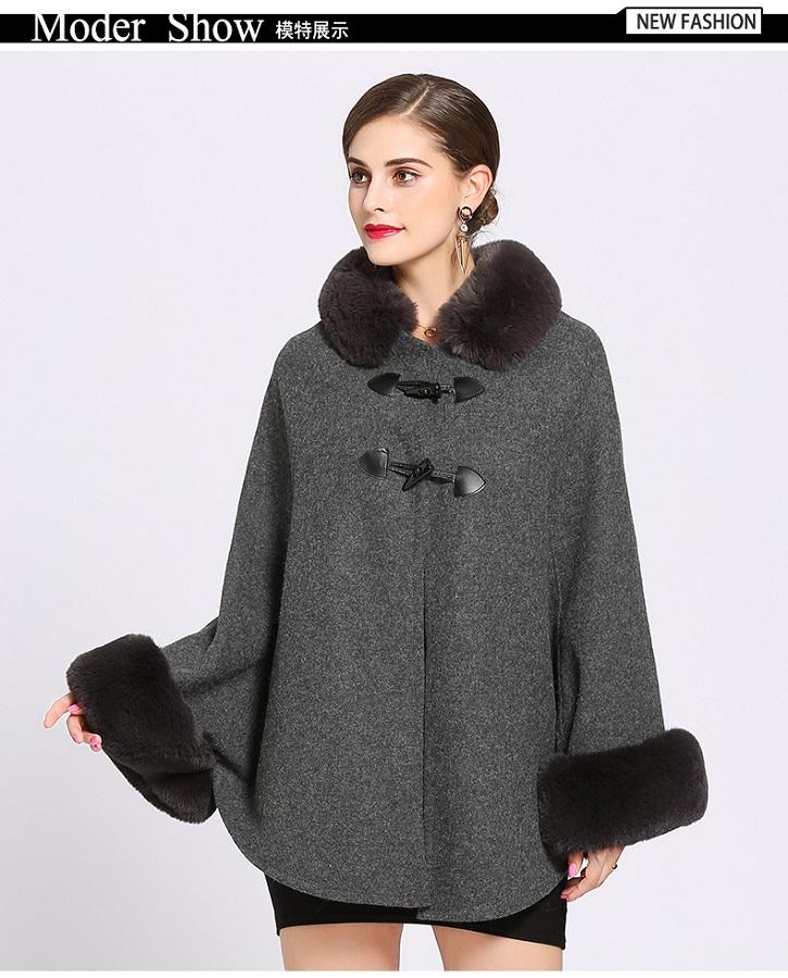 Scarves Sale Luxury Three-color Classic European And American Fashion Imitation Rabbits Fur Collar Poncho Plain Warm Knit Shawl