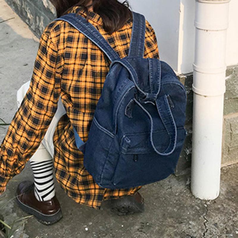 Backpack Denim Women Casual Fashion Shoulder Bag Zipper Couple School Girl Blue Jeans Backpacks Travel Vintage 2021
