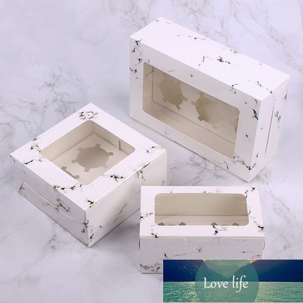 10pcs 2-4-6 Cavities Marbling Cupcake Boxes And Packaging Cupcake Boxes With Inserts Window Muffin Holder Dessert Containers Factory price e