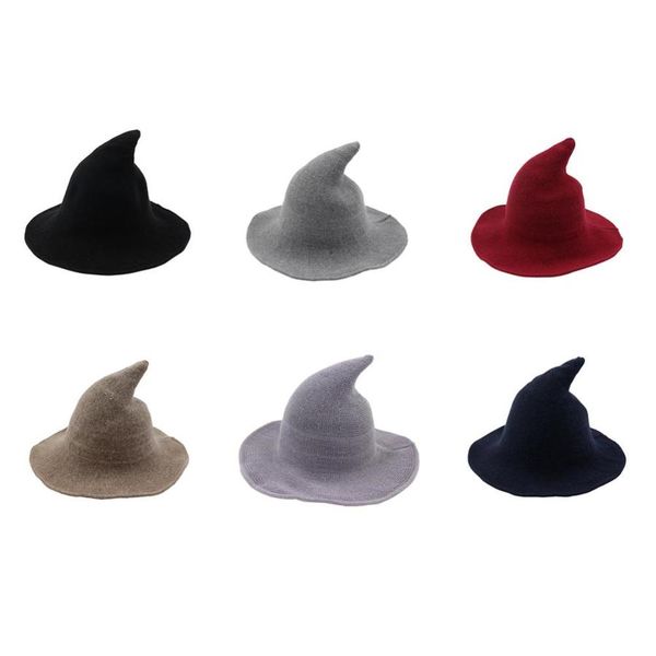 Halloween Witch Hat Diversified Along The Sheep Wool Cap Knitting Fisherman Hat Female Fashion Witch Pointed Basin Bucket Wholesale
