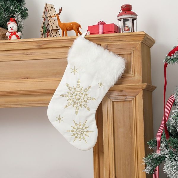 Decorations Snowflakes Plush Stockings Christmas Tree Ornament Christmas Large Candy Gift Bags Party Supplies HWA8439