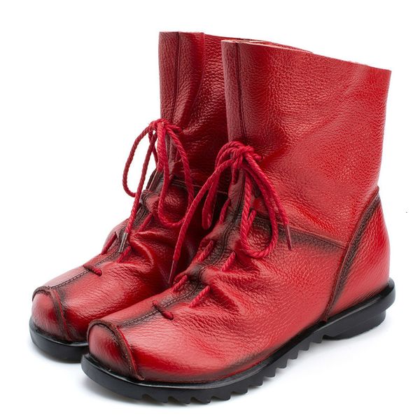 Boots Women&#039;s Vintage and Short-Piped , made of genuine bovine leather, Flat with Front Zipper, for women, M5MY