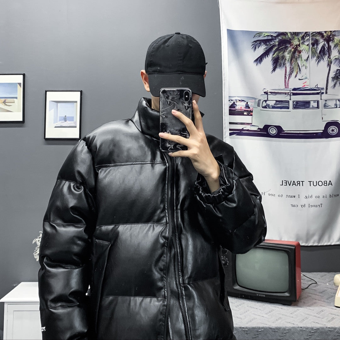 Men&#039;s Down Leather Jacket North Short Downs Padded Jackets Thickened Warm Coat Female Autumn And Winter Outerwear Parkas Face Clothing 200