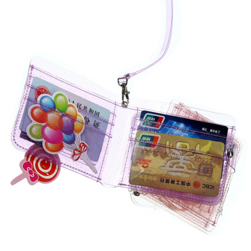 Card Holders 1pc 10.7*9.5cm Transparent Neck Hanging Portable Bag For Young Girls Coin Purse Women PVC Makeup Lipstick