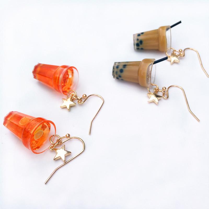 Dangle & Chandelier Lemon Pearl Milk Earrings Taiwan Boba Bubble Funny For Women Girl Jewelry 4 Style