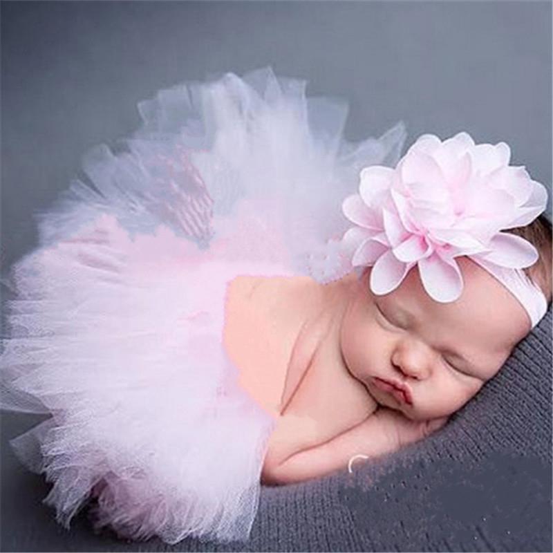 Skirts Lovely Girls Tutu Skirt Born Flower Headband Costume Set Po Pography Prop Outfit Hair Band Accessories
