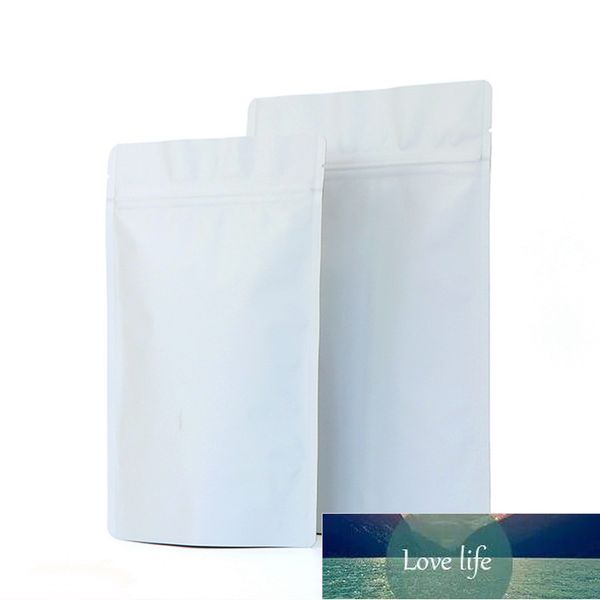 Wholesale 50pcs Matte White Stand up Aluminum Foil Zip-lock Bag Doypack White Foil Capsule Snack Cookie Tea Coffee Packaging Bag