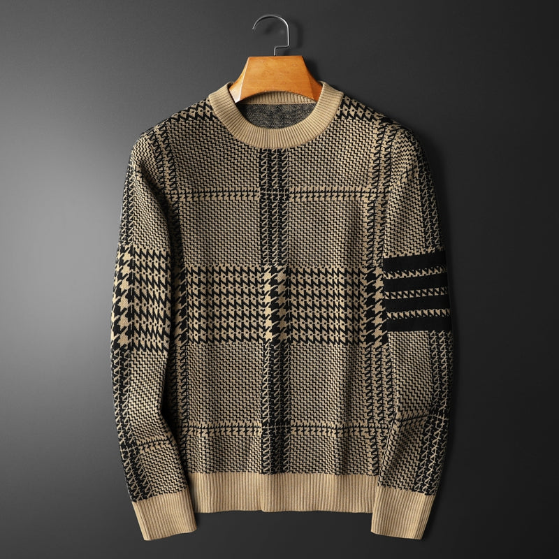 2021 winter new mens round neck jacquard warm sweater youth korean fashion slim pullover long sleeve cardigan