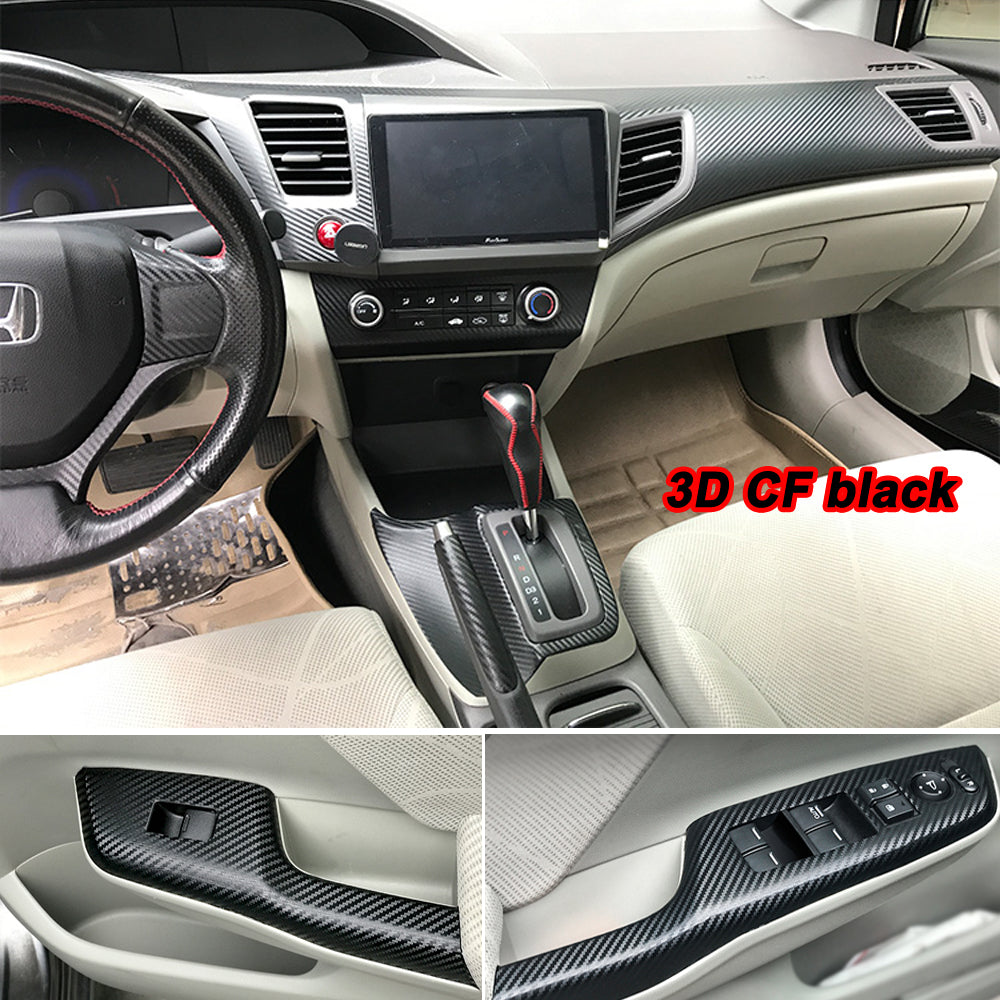 Interior Central Control Panel Door Handle 3D 5D Carbon Fiber Stickers Decals Car-styling Cover Parts Products Accessories For Honda Civic 9th Gen Y