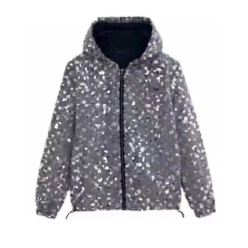 Fashion Reflective Men&#039;s Jackets Hooded Jacket Outerwear Coats for Men Women Blue Gray 2colors Size S-2XL L1