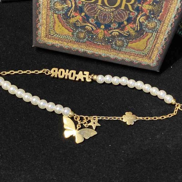 Bangle Charm Bracelets 21 Products of d Family Pearl Flash Diamond Letter Butterfly Necklace Women&#039;s Super Immortal Choker Bracelet