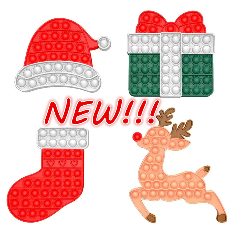 NEW!!! Fidget Toys Christmas Tree Gift Hamburger Shape Push It Bubble Sensory Autism Special Needs Stress Reliever Squeeze Decompression Toys for Ki