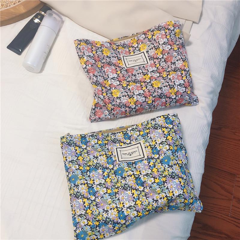 Cosmetic Bags & Cases Vintage Floral Makeup Large Capacity Travel Toiletry Bag Cotton Women&#039;s Organizer Beauty Brush Storage Pouchs