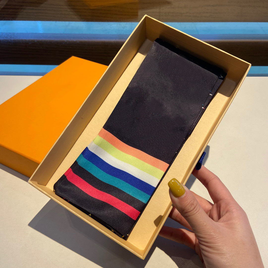 Brand women&#039;s fashion scarf designer headband classic handbag scarfs high quality super soft silk cloth printed scarves hair band 8*120cm wh