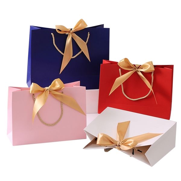 Gift Bag Gold Present Box For Clothes Books Packaging Gold Handle Paper Box Bags Kraft Paper Gift Bag With Handles Dec 211108