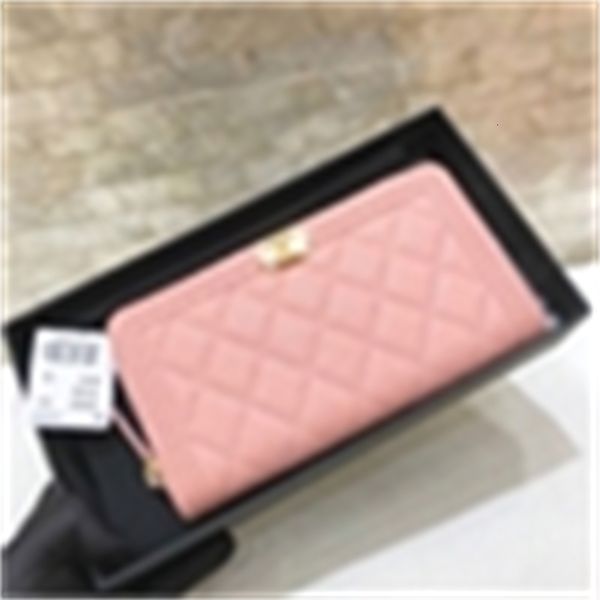 Pink ball zipper wallet A80288 REAL LEATHER Compact Long Wallets Chain Wallet Pouches Key Card Holders Phone Cases