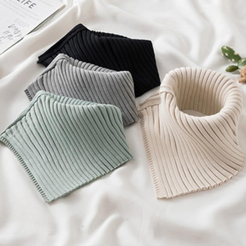 Scarves Autumn Winter Women&#039;s Scarf Wild Warm Protect Cervical Spine Stretch Knitted Fake Collar Wool High Neck Pullover Bib Female I39