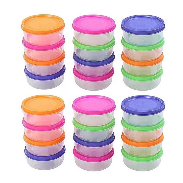 24 Pcs 150ML Convenient Mini Plastic Bowl Storage Food Case Round Mini Crisper Freezer Microwave Oven Available 211110