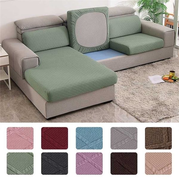 Jacquard Solid Color Sofa Seat Cover Stretch Elastic Cushion Protector Home Furniture Slipcover Couch 211116
