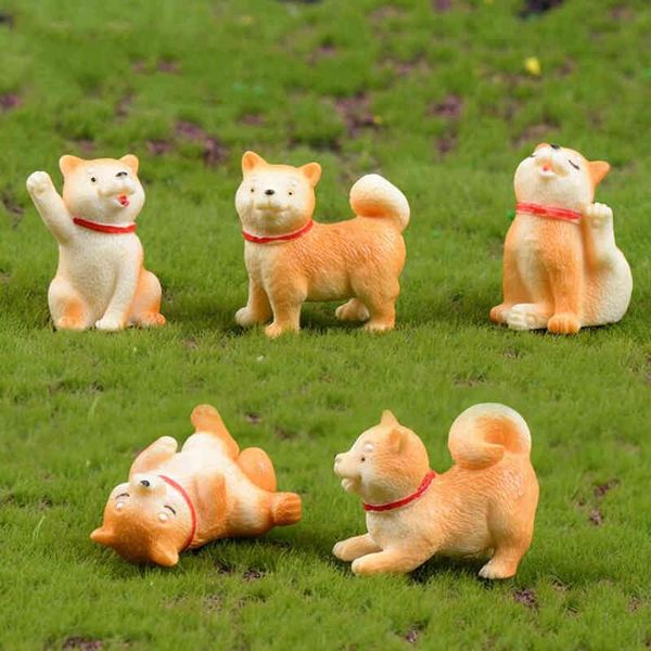Animal Micro-landscape Figures Decorations Little Yellow Dog Miniature Akita Dog Toy Garden Bonsai Cactus Succulent furnitures