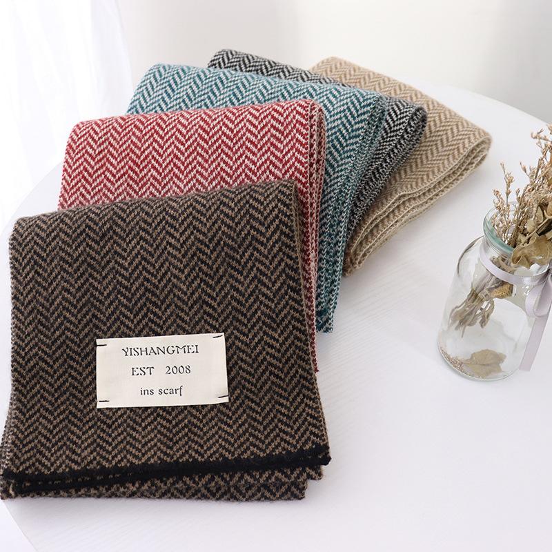 Scarves Autumn And Winter Knitted Close-Arrow Small Scarf Long Flat Angle Narrow Neck For Male Female Students Warm