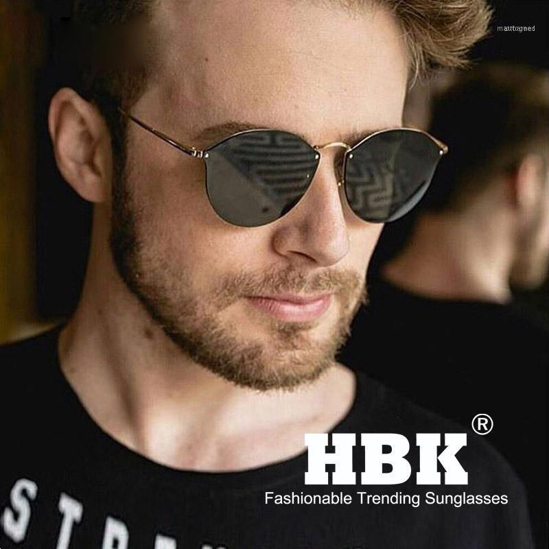 Sunglasses HBK 2021 Luxury Driving Polarized Rimless Travel Men For Male Female Ultra-light Mirror Trending Glasses Ray PM00331