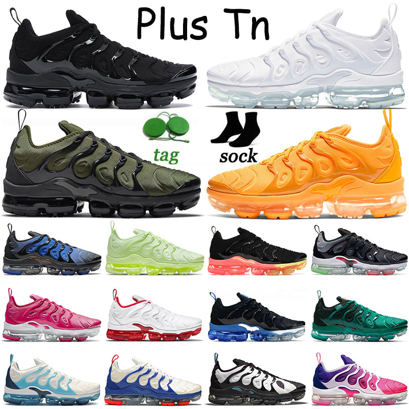 2022 TN Plus Vapourmaxs Running Shoes Men Women Knicks Black Bubblegum Yolk Cherry Pure Platinum USA Dark Russet Tennis Ball Sports Trainers
