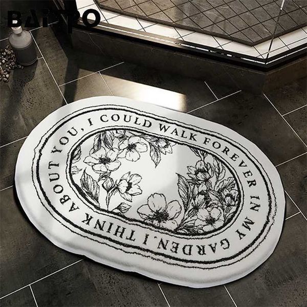 BAISPO Cozy and Breathable Non-Slip Bath Mat Printing Pattern Absorbent Door Mat Living Room Soft Carpet Household Floor Mat 211204