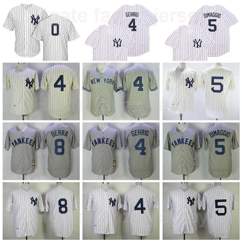 1939 1951 Vintage Baseball 5 Joe DiMaggio Jersey Retro 0 Adam Ottavino 4 Lou Gehrig 8 Yogi Berra Retire Pinstripe White Grey Beige Flexbase Cool Bas