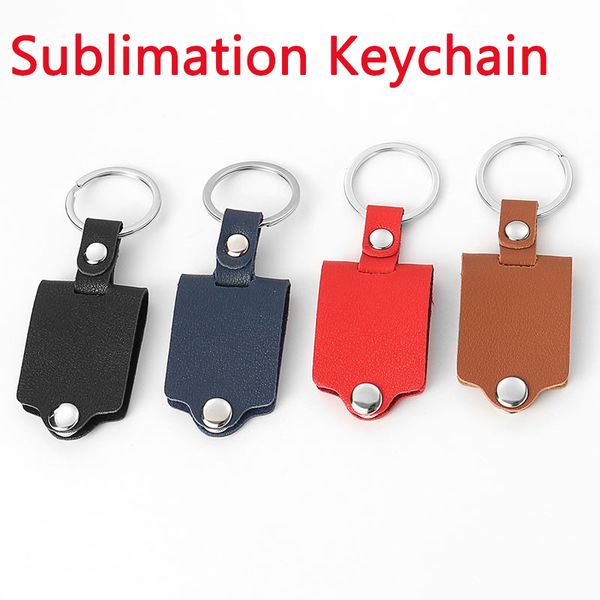 Sublimation Blank Keychain Favor Zinc Alloy Photo Frame Keyring with Flip Leather Cover DIY Pendant Christmas Gift