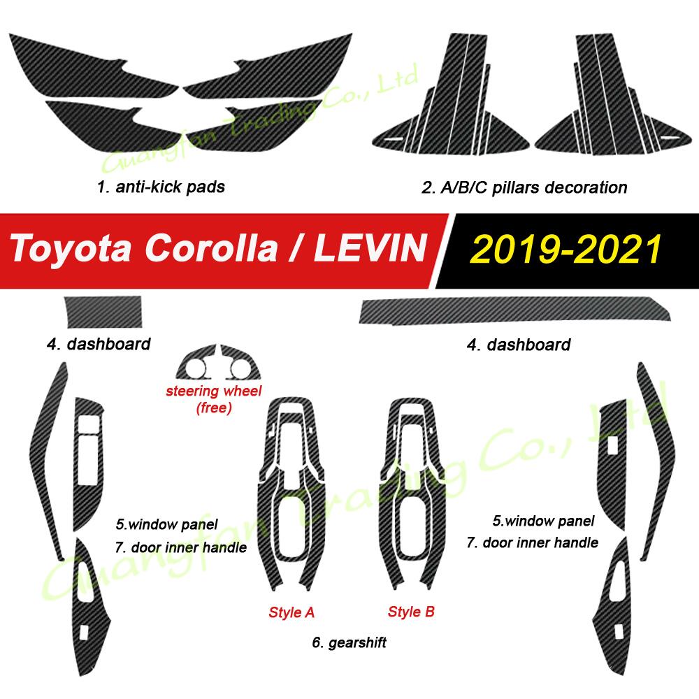 For Toyota Corolla 2019-2021 Interior Central Control Panel Door Handle 3D-5D Carbon Fiber Stickers Decals Car styling Accessorie