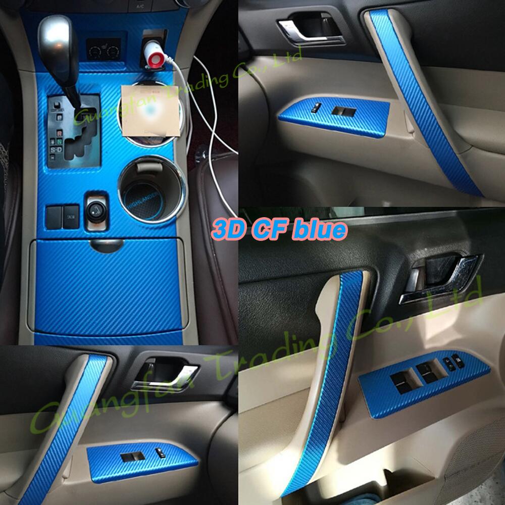 Interior Central Control Panel Door Handle 3D 5D Carbon Fiber Stickers Decals Car-styling Cover Parts Products Accessories For Toyota Highlander Yea