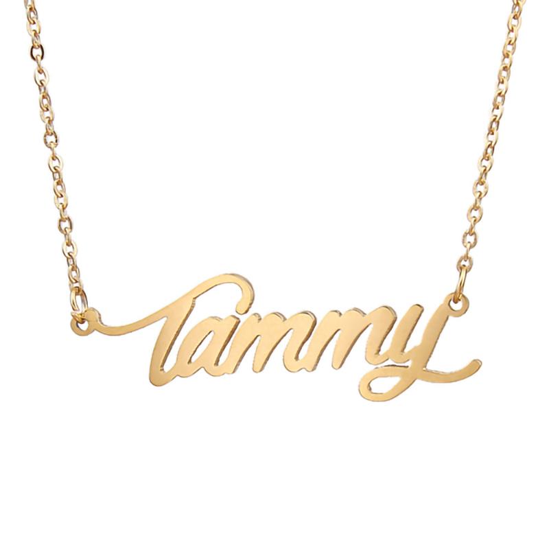 Pendant Necklaces Tammy Name Necklace Personalised Stainless Steel Women Choker 18k Gold Plated Alphabet Letter Jewelry Friends Gift