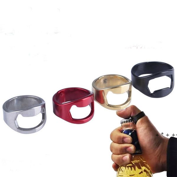 New Portable Finger Ring Bottle Opener Colorful Stainless Steel Beer Bar Tool Bottel Favors LLB12647