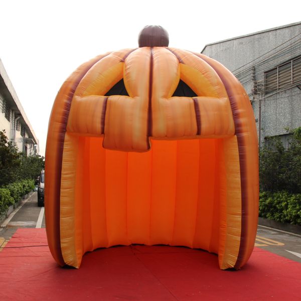 4m tall artificial inflatable pumpkin tent for halloween decoration outdoor event orange stage tunnel with blower