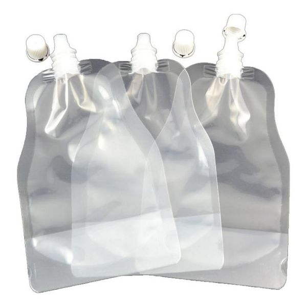 250ml Stand-up Transparent Plastic Drink Packaging Bag Spout Pouch for Beverage Liquid DIY Juice Milk Coffee