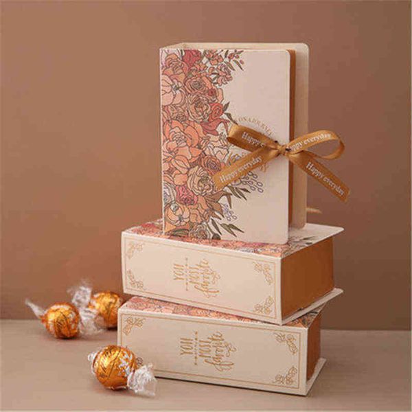 20Pcs Creative Simple Book Shape Gift box Creative Kraft Paper DIY gift Candy box kawaii Party Supplies Decor Box With Ribbon H1231