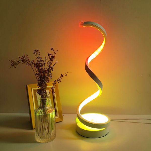 Remote Controlled Spiral LED Table Lamp in Warm White - Versatile Bedside & Desk Decor Light