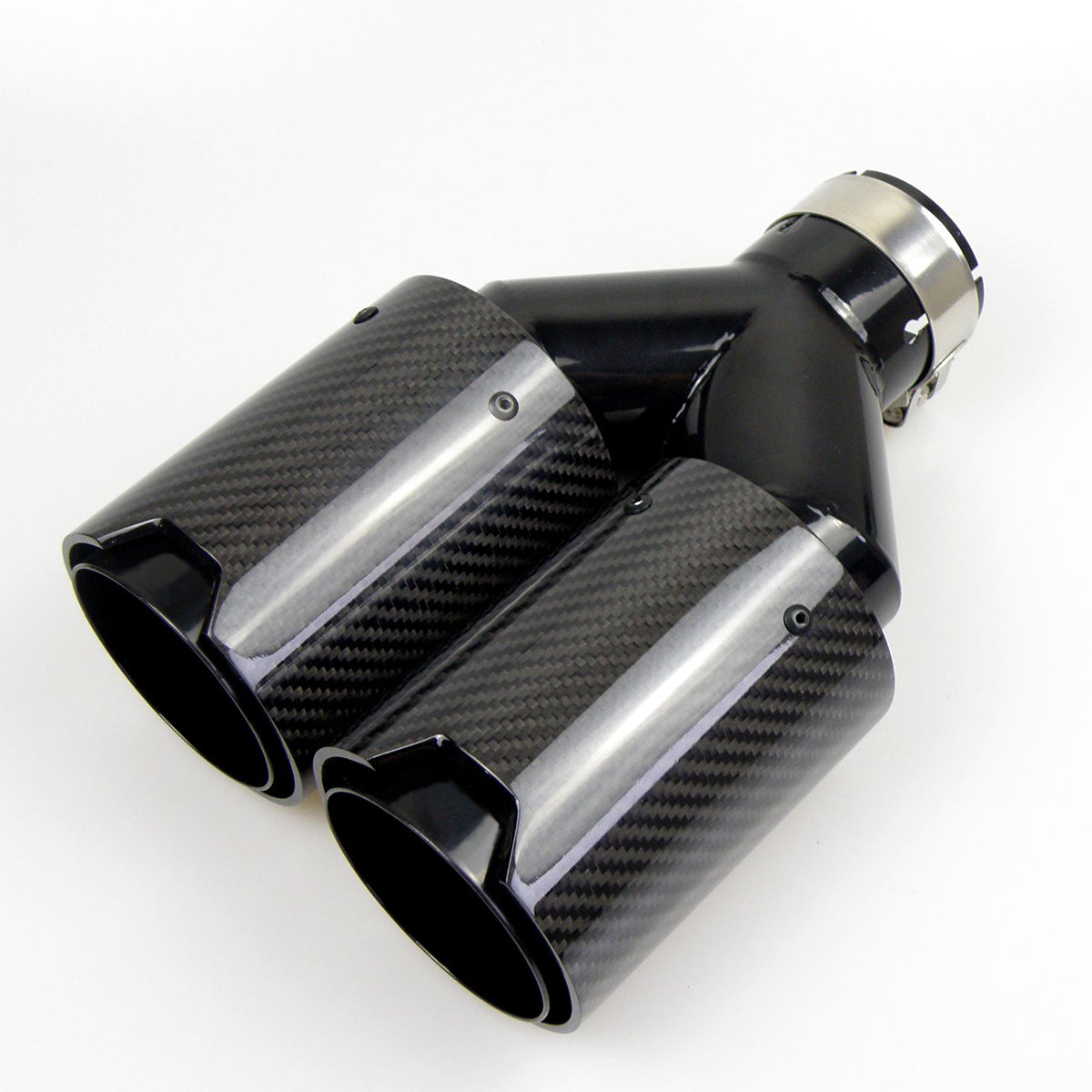 Dual Carbon Fiber Exhaust pipe Black Stainless Steel Universal End Muffler for BMW